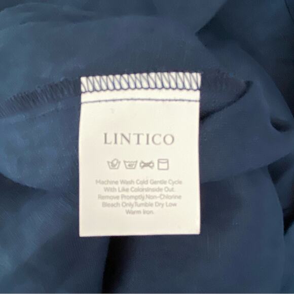 Lintico Linen Luna Dress Button Top Gathered Waist Navy Blue size XL - Picture 10 of 11